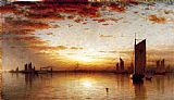 Bay Canvas Paintings - A Sunset, Bay of New York